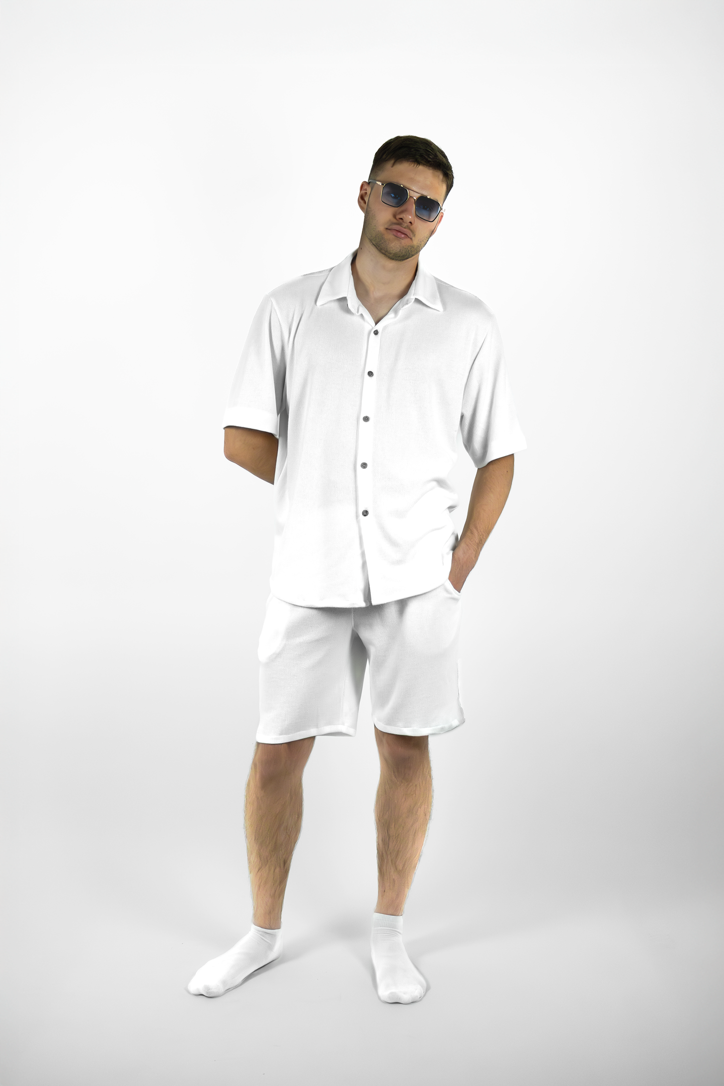 Pique button-up